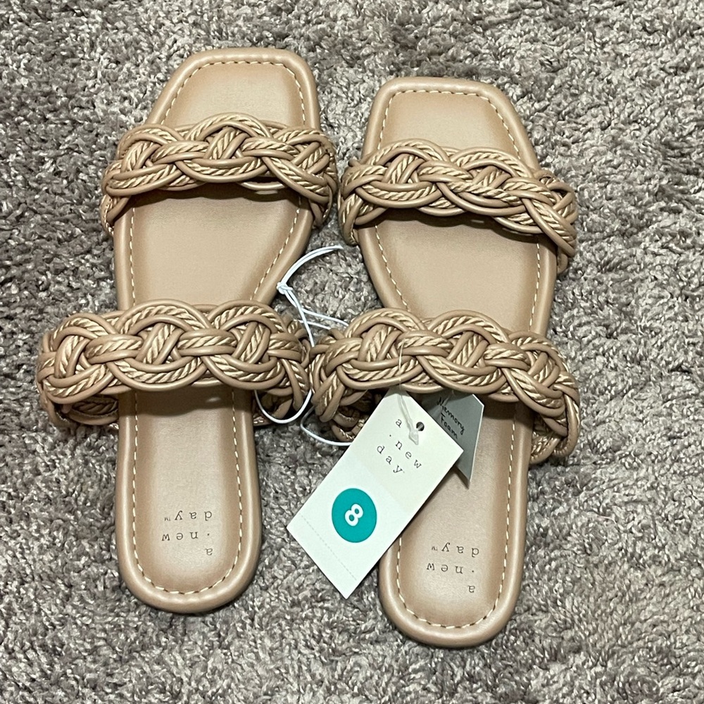 Brand new Women's Sarafina Woven Two-Band Slide sandals with memory foam insole